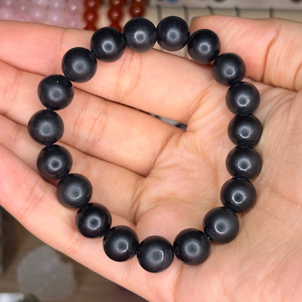 12mm Shungite Beaded Bracelet | EMF Protection & Grounding